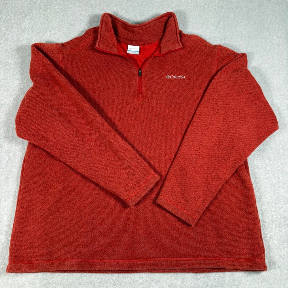 Columbia Pullover Mens XXL Red 1/4 Zip Fleece Sweater 1652221-831